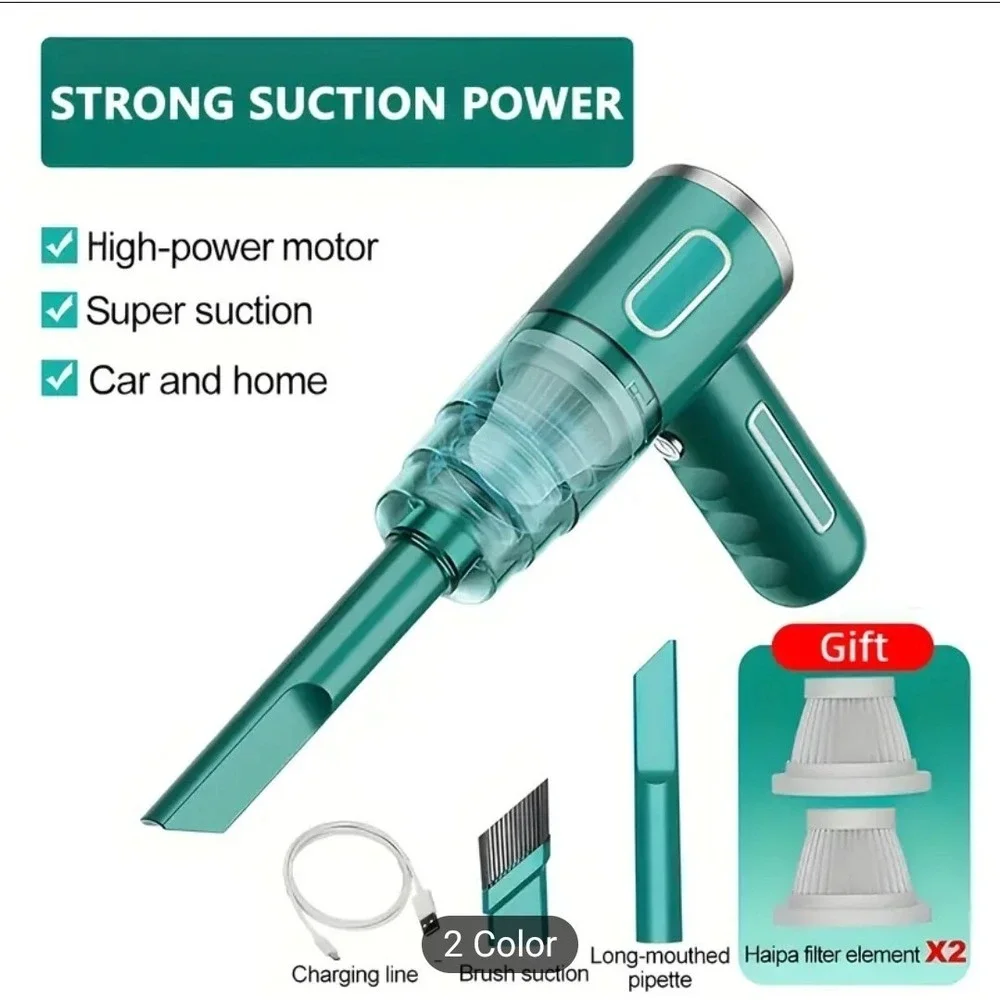 29000Pa‎ Car Vacuum Cleaner Strong Suction Dust Catcher Cordless Handheld Green